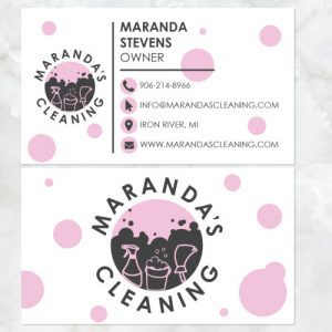 Business Card front and back for Marandas Cleaning