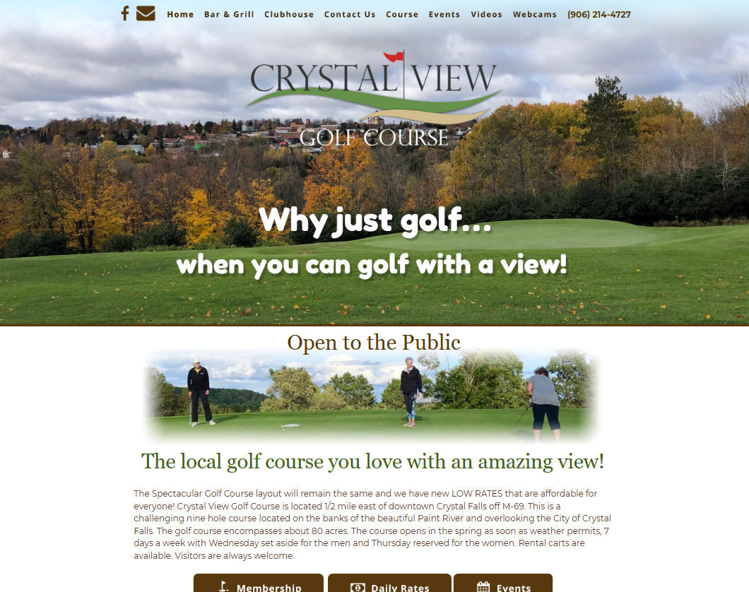 Crystal View Golf Course website design screenshot Crystal View Golf Course website design screenshot