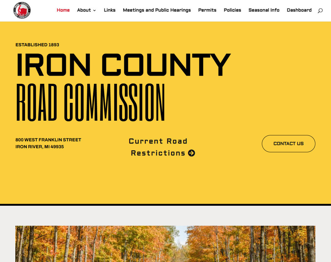 Iron Country Road Commission homepage design Iron Country Road Commission homepage design screenshot