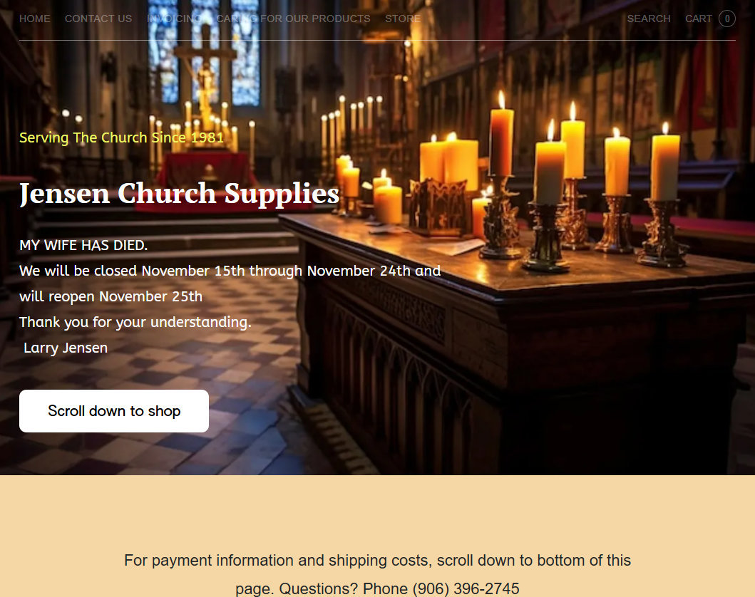 Jensen Church Supplies web design Jensen Church Supplies web design screenshot