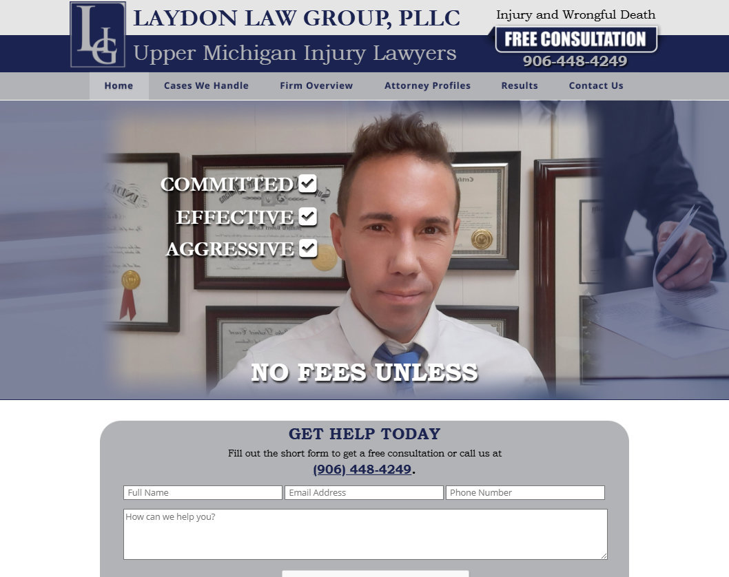 Laydon Law Group home page screenshot Laydon Law Group home page screenshot