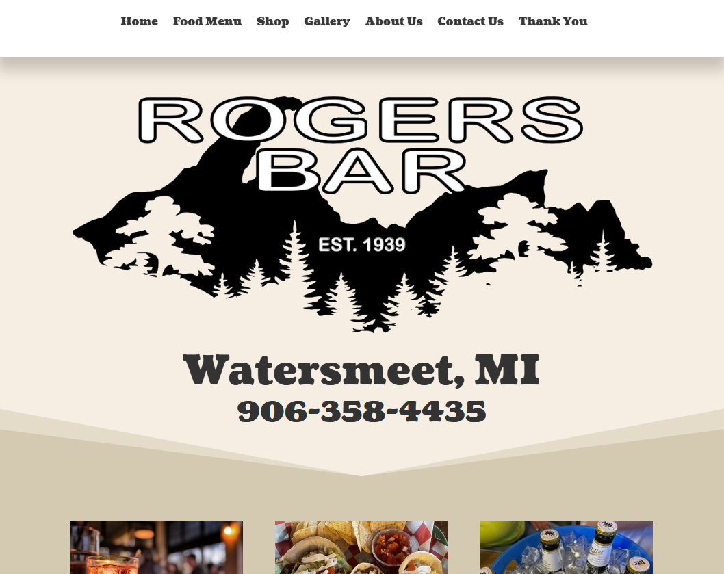 Roger's Bar website homepage Roger's Bar website homepage screenshot