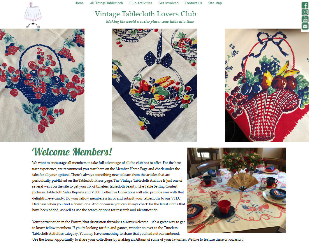 Vintage Tablecloth Lovers website design Vintage Tablecloth Lovers website design screenshot