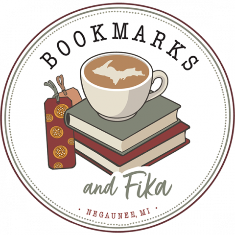 Logo Bookmarks and Fika Coffee Shop Negaunee, MI