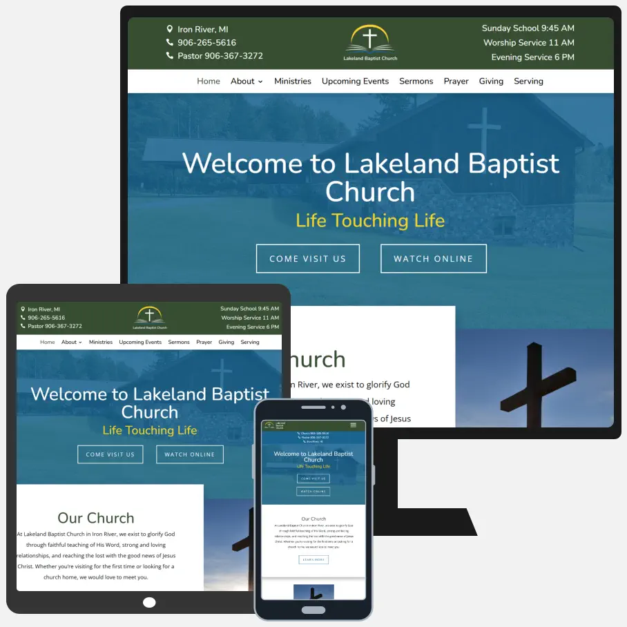 Website Tablet Mobile Design for Lakeland Baptist Church Website Tablet Mobile Design for Lakeland Baptist Church