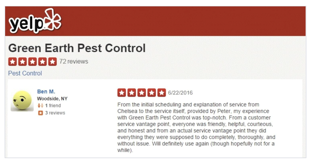 Example Yelp Review 