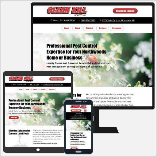 New website for Clean Kill North in Iron Mountain, Michigan