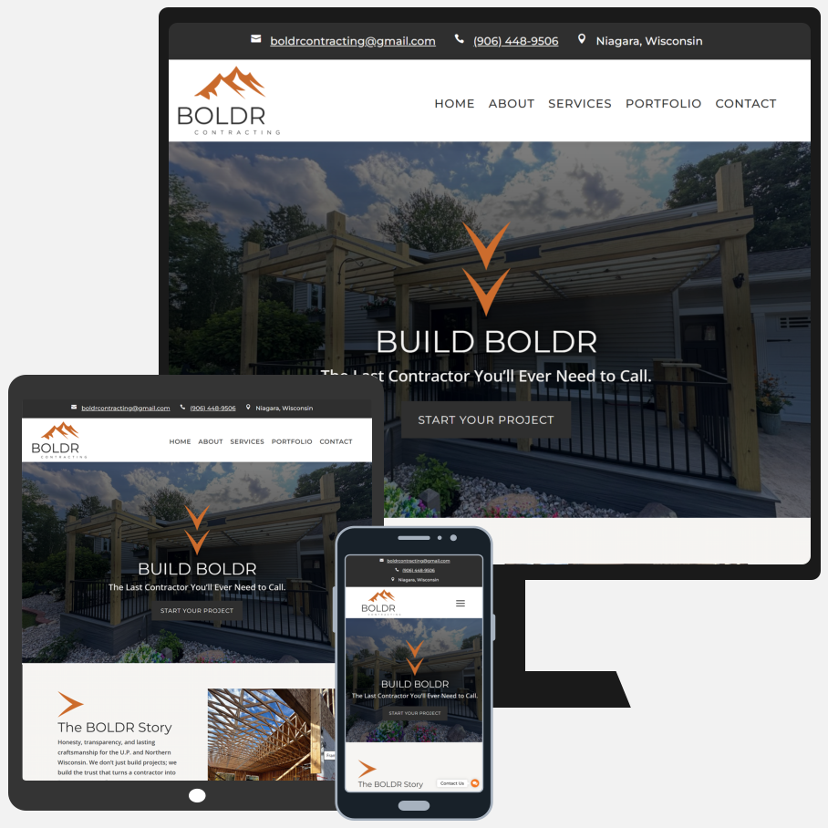 Website Tablet Mobile Website-Design for BoldR Contracting Niagara Wisconsin boldrcontracting.com