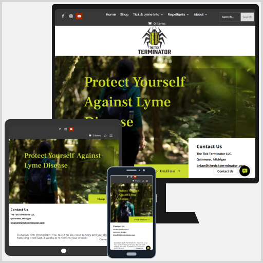 After: The Tick Terminator website after the transformation from this U.P. of Michigan Website Design Company.