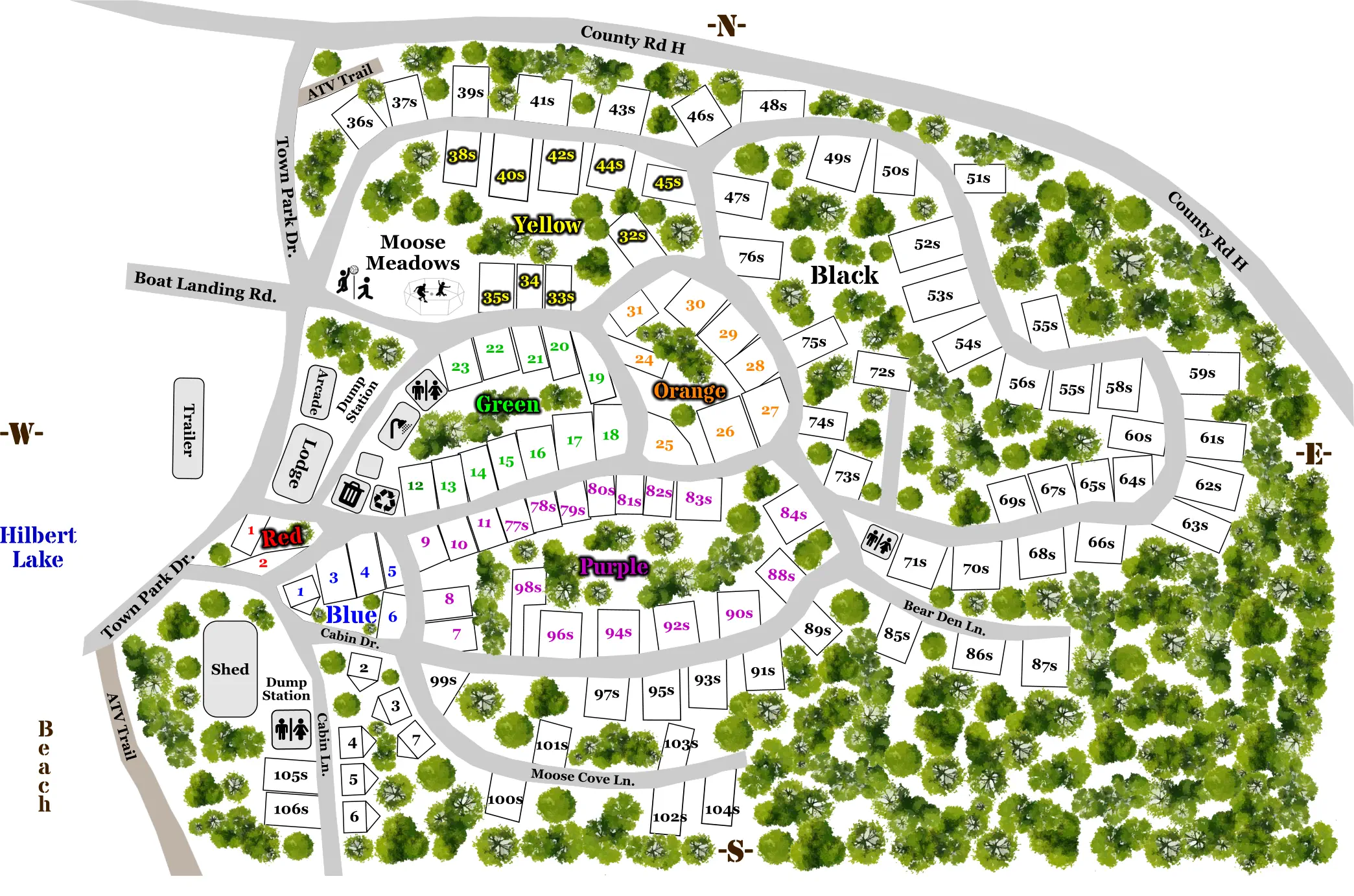 Custom Campground Map Design Custom Campground Map Design for Lake Hilbert Campground in Fence, Wisconsin