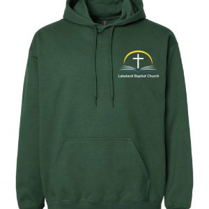 Lakeland Baptist Church Green Unisex Gildan Hoodie Sweatshirt FRONT