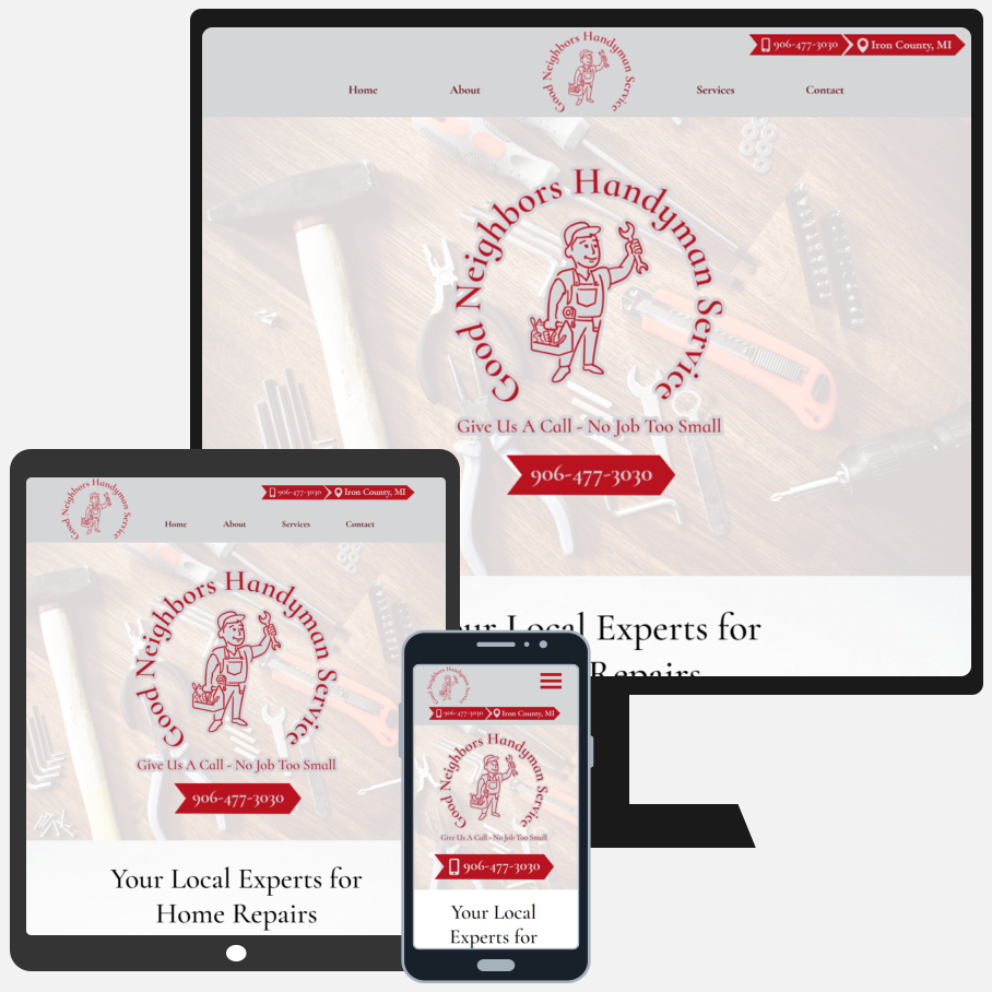 Good Neighbor's Handyman Service new website is a professional plumbing, HVAC, and handyman service in Iron County