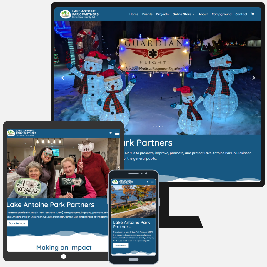 Website Tablet Mobile Website Redesign for Lake Antoine Park Partners