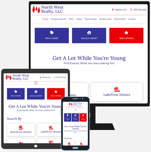 Website Tablet Mobile Website Redesign for North West Realty, Lower Peninsula of Michigan