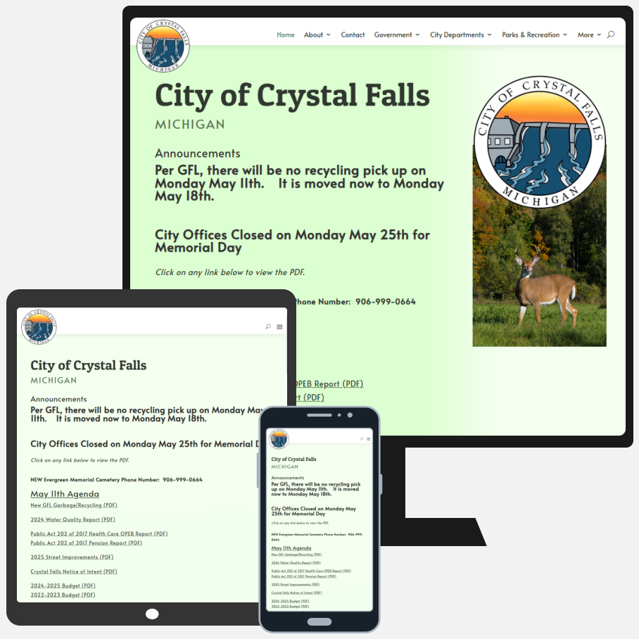 City Government Website Design Crystal Falls, MI