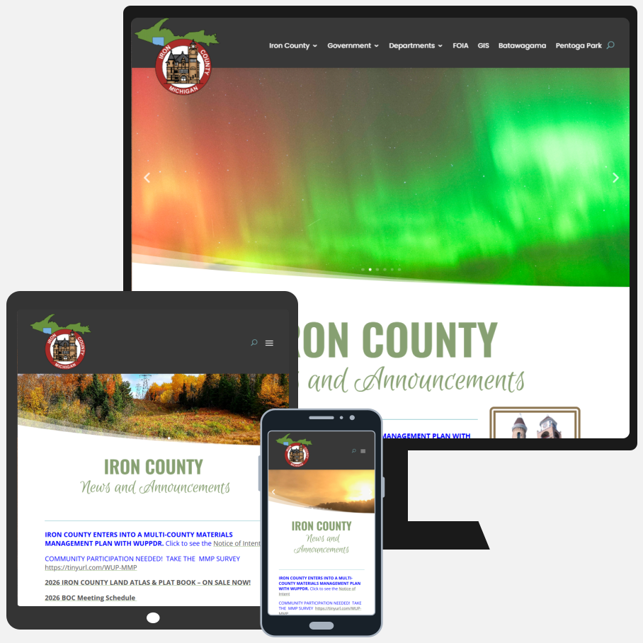 Local Government Website Design for Iron County, Michigan