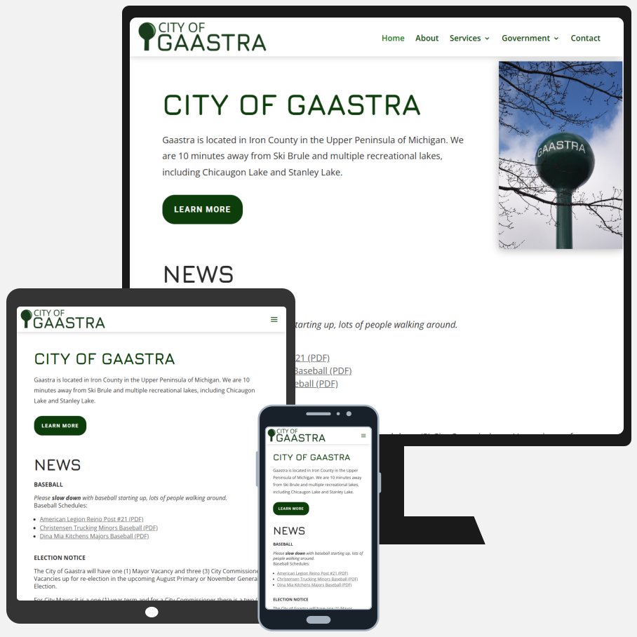 Town Government Website Redesign for Gaastra, MI