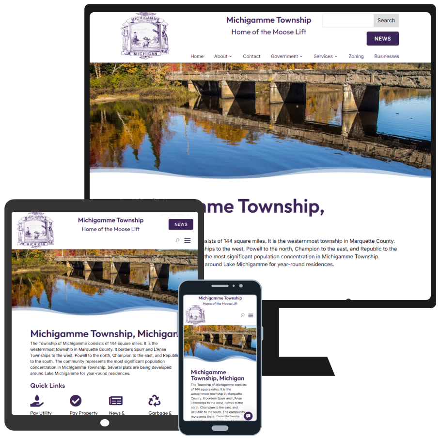 ADA-Compliant Website Design for Michigamme, Michigan Michigamme Township Government ADA-Compliant Website